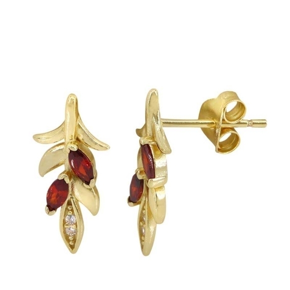 14k gold Garnet and White Topaz  stud earrings 🆕 - Picture 9 of 9